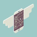 Smartphone with wings - isometric icon - vector illustration Royalty Free Stock Photo