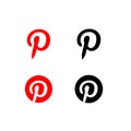 Different styled Pinterest icon set Royalty Free Stock Photo