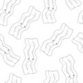 Cartoon bacon with cute face seamless pattern sketch template