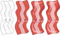 Colorful cartoon bacon with cute face sketch template set.