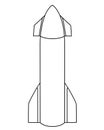 Large rocket, spaceship - vector linear illustration for coloring. Outline. Spaceship. Royalty Free Stock Photo