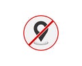 Vector Prohibited Location Map Pin Icon Position no GPS Location Icon hide Locator sign Pin Map Icon