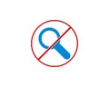 Prohibited Magnifying Glass - No Searching Logo Template - Stop Magnifying Icon - Magnifying Glass Symbol