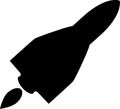 Starship. Black silhouette of a rocket taking off - stock illustration with spaceship for logo or pictogram. Rocket take off - ico