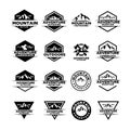 Set collection badge outdoors logo mountain adventure forest vector template illustration Royalty Free Stock Photo