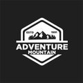 Badge outdoors black logo mountain adventure forest vector template illustration Royalty Free Stock Photo