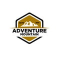 Badge outdoors black logo mountain adventure forest vector template illustration Royalty Free Stock Photo