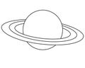 Saturn and its rings - one of the planets of the solar system - vector linear picture for coloring. Outline. Saturn, the gas giant Royalty Free Stock Photo