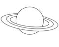 Saturn and its rings - one of the planets of the solar system - vector linear picture for coloring. Outline. Saturn, the gas giant