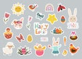 Easter stickers collection with seasonal elements Royalty Free Stock Photo