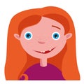 Little girl with red hair and a toothless smile