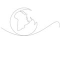 World map onw line drawing, vector Royalty Free Stock Photo