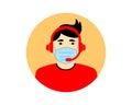 Call center operator, Customer service person Headset icon. Live chat operators, using mask. Vector illustration