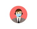 Call center operator, Customer service person Headset icon. Live chat operators, using mask. Vector illustration