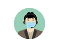 Call center operator, Customer service person Headset icon. Live chat operators, using mask. Vector illustration