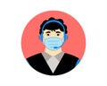 Call center operator, Customer service person Headset icon. Live chat operators, using mask. Vector illustration