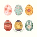 Easter eggs collection decorated with seasonal design