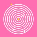 Simple maze template. Logic game for kids. Isolated circle labyrinth.