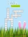 Easter crossword. Educational game for kids. Spring puzzle suitable for social media post.