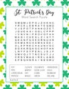 St. Patrick`s Day word search puzzle. Festive worksheet for learning English words.