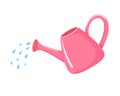 Pink watering can icon cartoon. Waters from a watering can vector illustration isolated on white background.