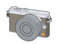 Illustration of a brown Panasonic lumix GM1 mirrorless camera Royalty Free Stock Photo