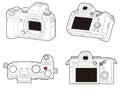 Multi-view vector diagram of Panasonic lumix S5 professional mirrorless camera Royalty Free Stock Photo