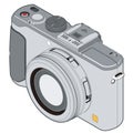 A vector illustration of a white Panasonic Lumix DMC-LX7 professional-grade compact digital camera