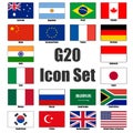 Group of Twenty 20 or G20 Flag Icon Set rectangles for global political cooperation and diplomacy. Royalty Free Stock Photo