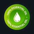100% essential oil vector icon, green in color Royalty Free Stock Photo