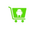 Vector android icon with Buy Shop Cart Purchase Checkout Icon - Trolly Sign For online purchases