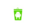 Creative android icon with vector dustbin icon recycle bin symbol trash sign