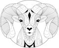 Desert Bighorn Sheep Zentangle for Adult Coloring Page or Decoration