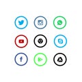 Coloured Social media vector logo icons for mobile apps web ui business profiles etc.