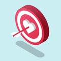 Target with a heart in the middle and an arrow in it. Vector illustration in is