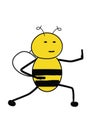 Cartoon cute bee practicing tai chi. Peaceful bee in a martial art pose Royalty Free Stock Photo