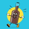 Vector illustration of a funny cartoon bottle in retro style