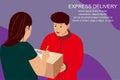 Express delivery background. Can use for banner, poster, card and brochure. Vector flat illustration Royalty Free Stock Photo