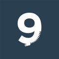 Number 9 Zipper style logo, icon, or symbol template design Royalty Free Stock Photo