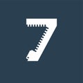 Number 7 Zipper style logo, icon, or symbol template design Royalty Free Stock Photo