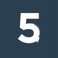 Number 5 Zipper style logo, icon, or symbol template design Royalty Free Stock Photo