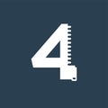 Number 4 Zipper style logo, icon, or symbol template design Royalty Free Stock Photo