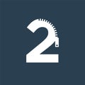 Number 2 Zipper style logo, icon, or symbol template design Royalty Free Stock Photo