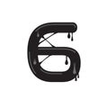 Number 6 Black Slime logo, icon, or symbol template design Royalty Free Stock Photo