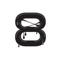 Number 8 Black Slime logo, icon, or symbol template design Royalty Free Stock Photo