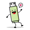 Cute flashdisk mascot vector illustration