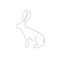 Rabbit animal silhouette line drawing vector illustration Royalty Free Stock Photo