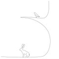 Rabbit animal silhouette line drawing vector illustration Royalty Free Stock Photo