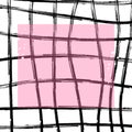 abstract simple vector background cells stripes brush with paint drops and rectangle frame in the center white, black, pink Royalty Free Stock Photo