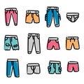 Set of pants icon vector cartoon illustration